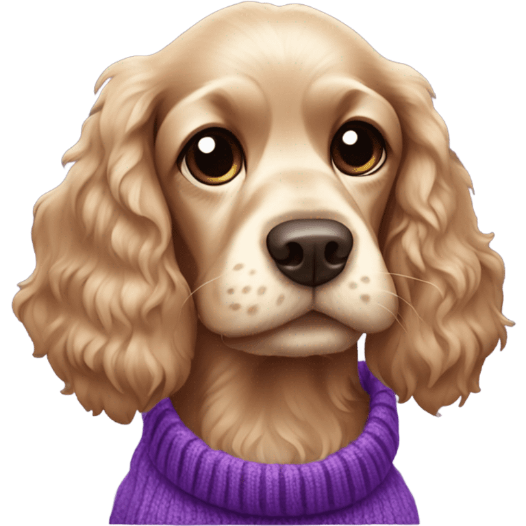 Cocker spaniel in purple sweater emoji