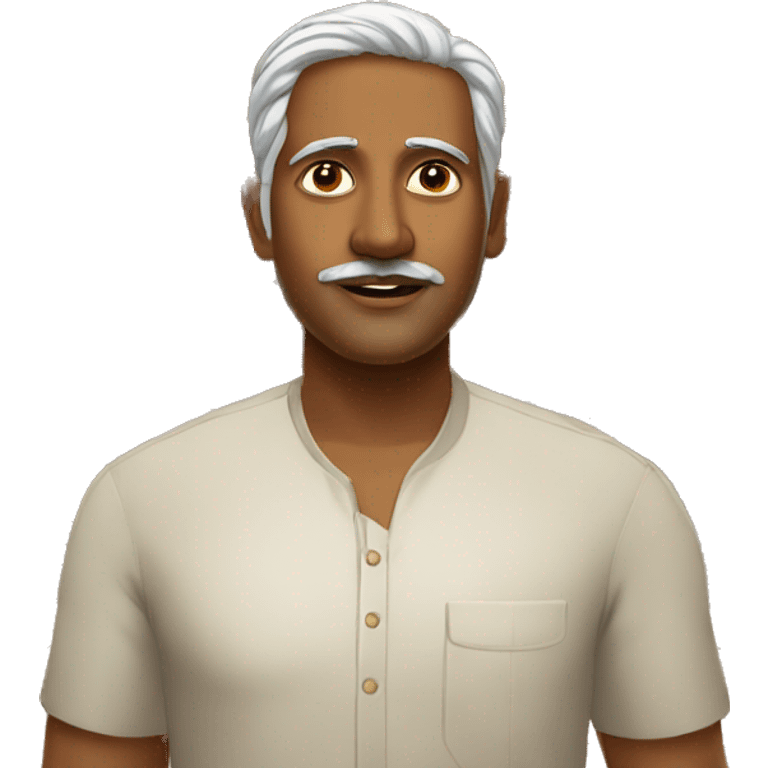 A south indian man standing in front of a templr emoji