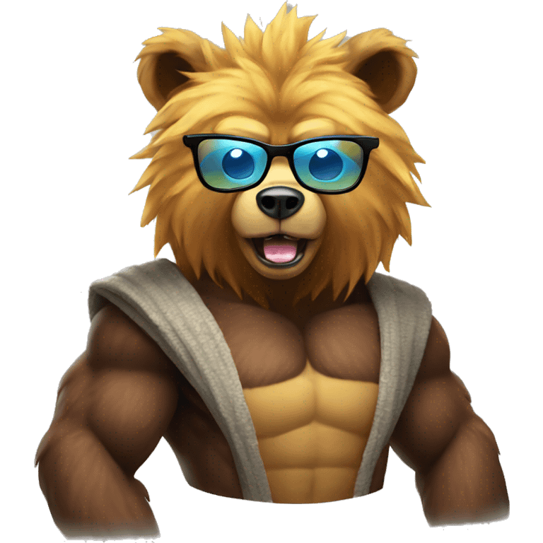 super saiyan bear with glasses emoji