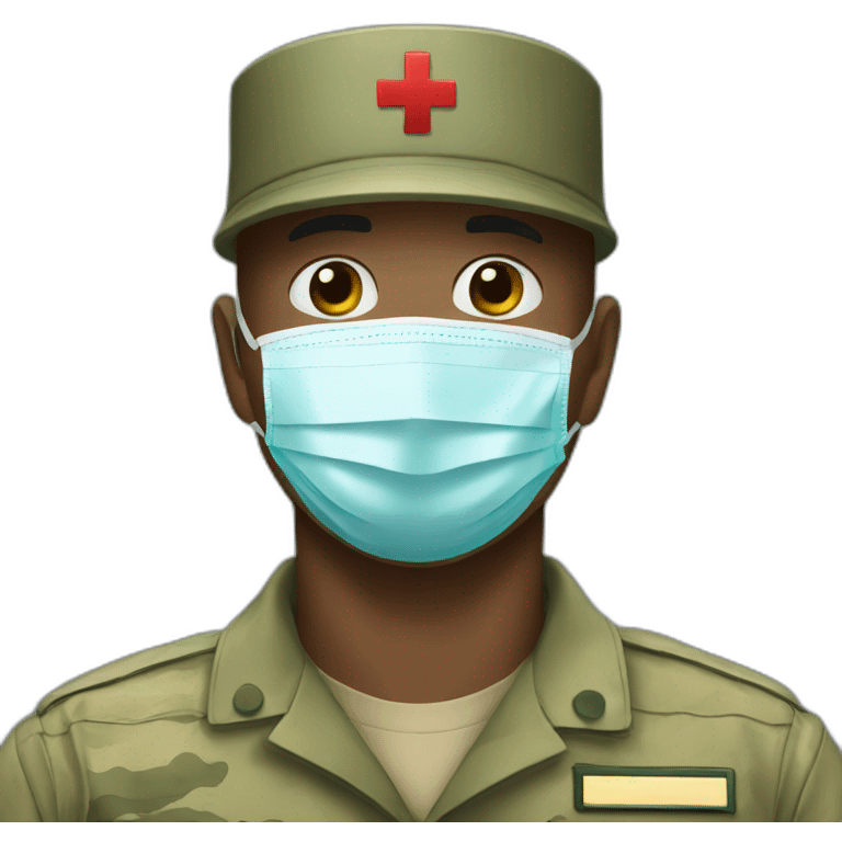 a military man in a Medical masks emoji