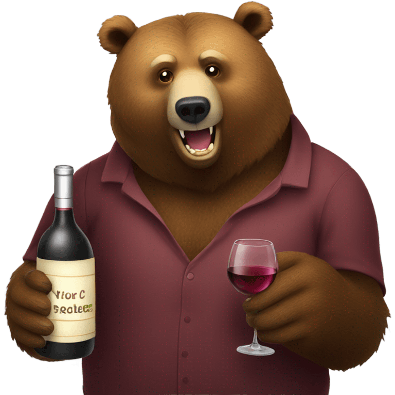 Grizzly bear with a glass of wine  emoji