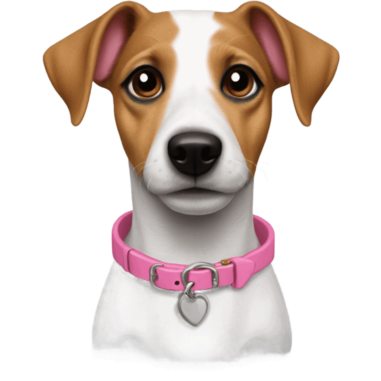 Two Jack Russels pink collar emoji