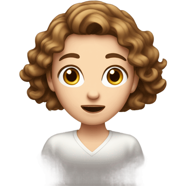 suprised wavy brown-hair white girl  emoji