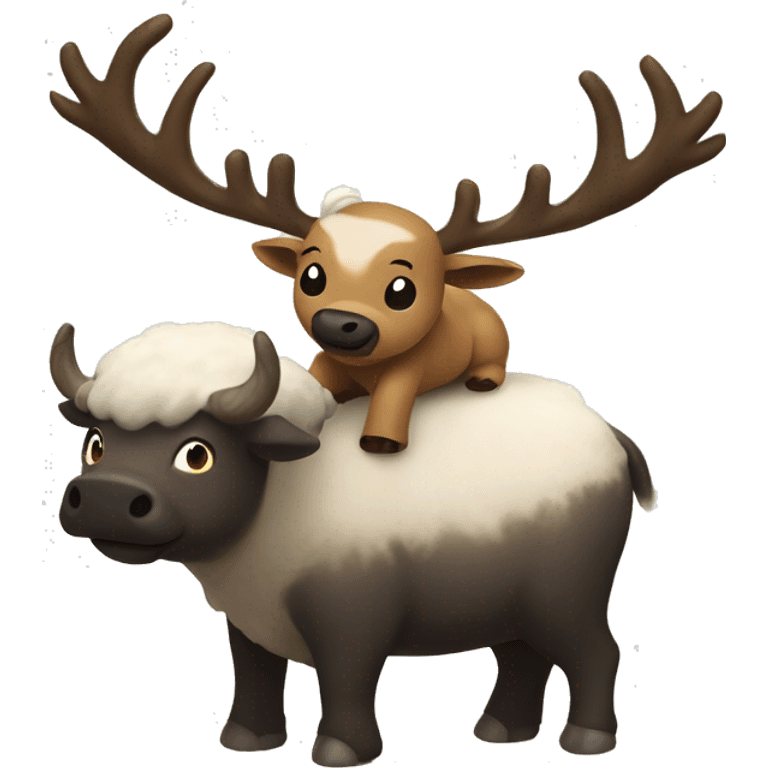 Appa from avatar flying on a reindeer emoji