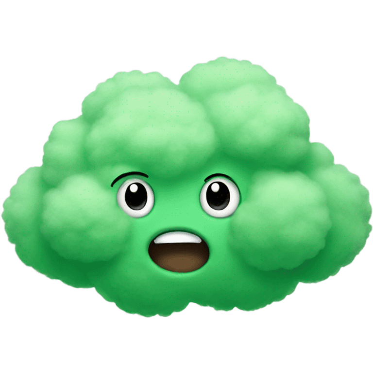 Green Cloud with arms and legs emoji