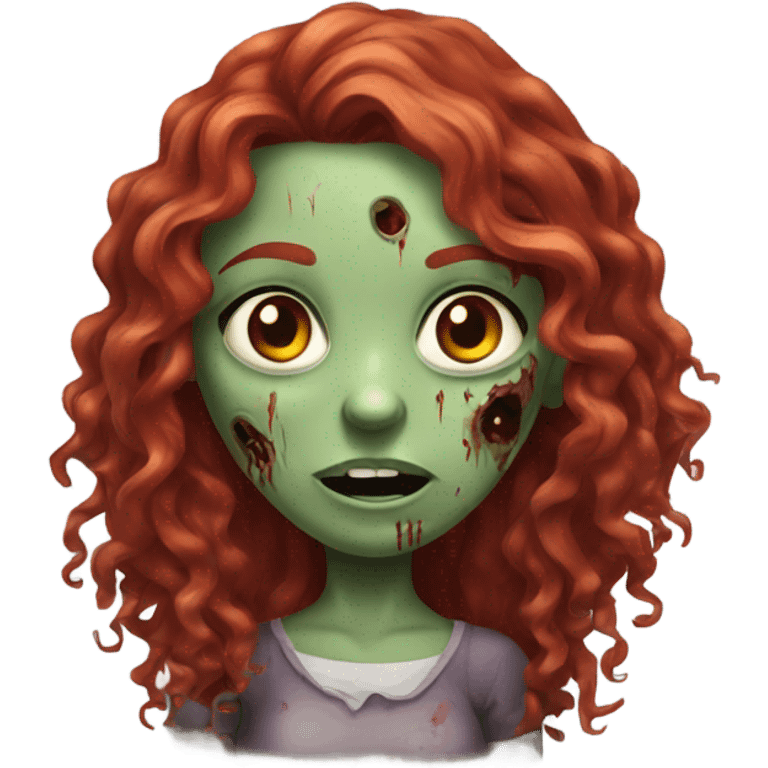 Zombie girl with hands and with long red curly hair emoji