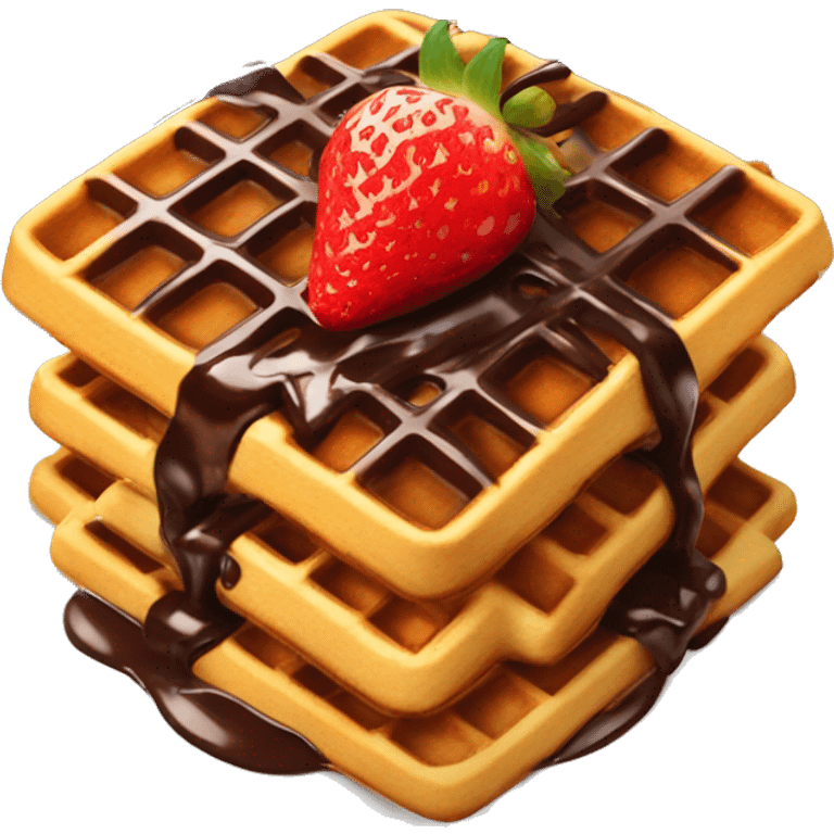 waffle with chocolate sauce and strawberry on top  emoji