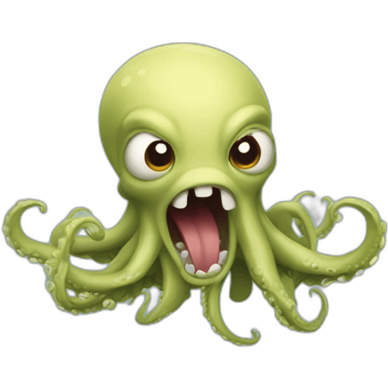 Cute kraken feared with open mouth emoji