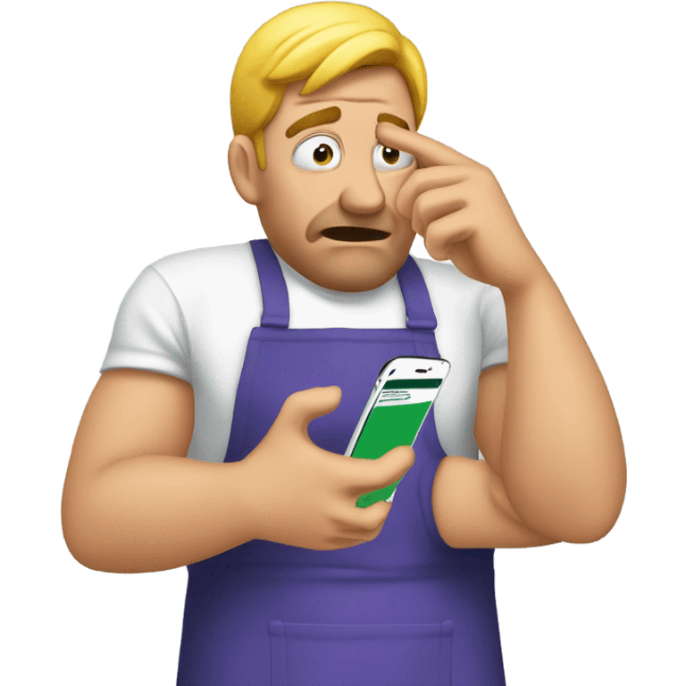 person facepalming wearing apron because ads are popping up on their phone emoji