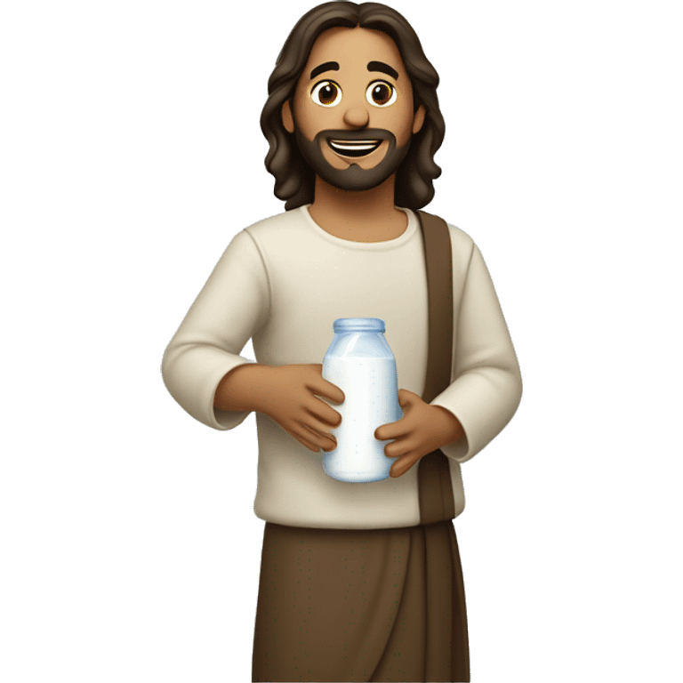 Jesús holding a bottle of milk  emoji