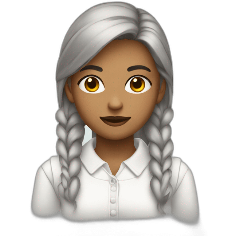 girl wearing a collared long sleeve white shirt under a white sweatervest emoji