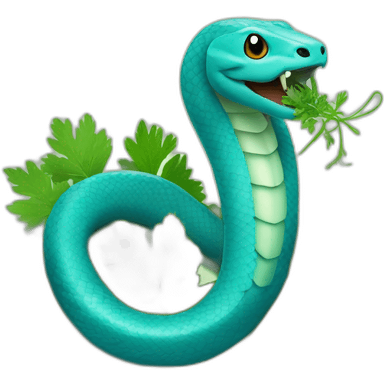 Blue Snake with parsley and cilantro around head emoji