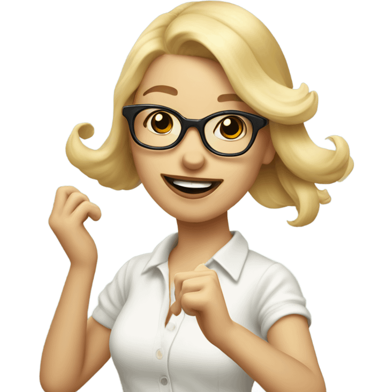 blonde girl dancing wearing glasses lindy hop emoji