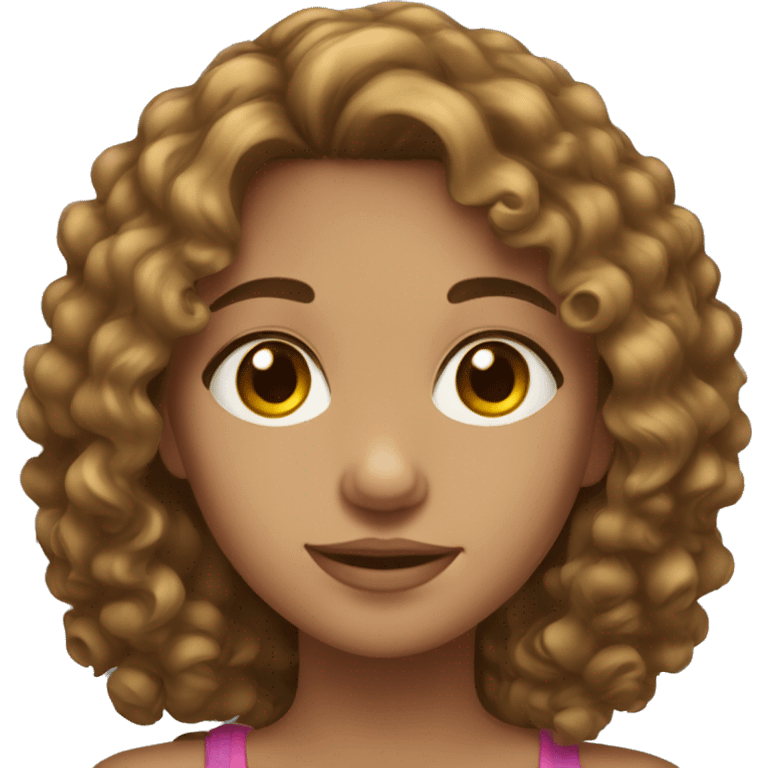 Girl with medium curly hair and brown eyes emoji