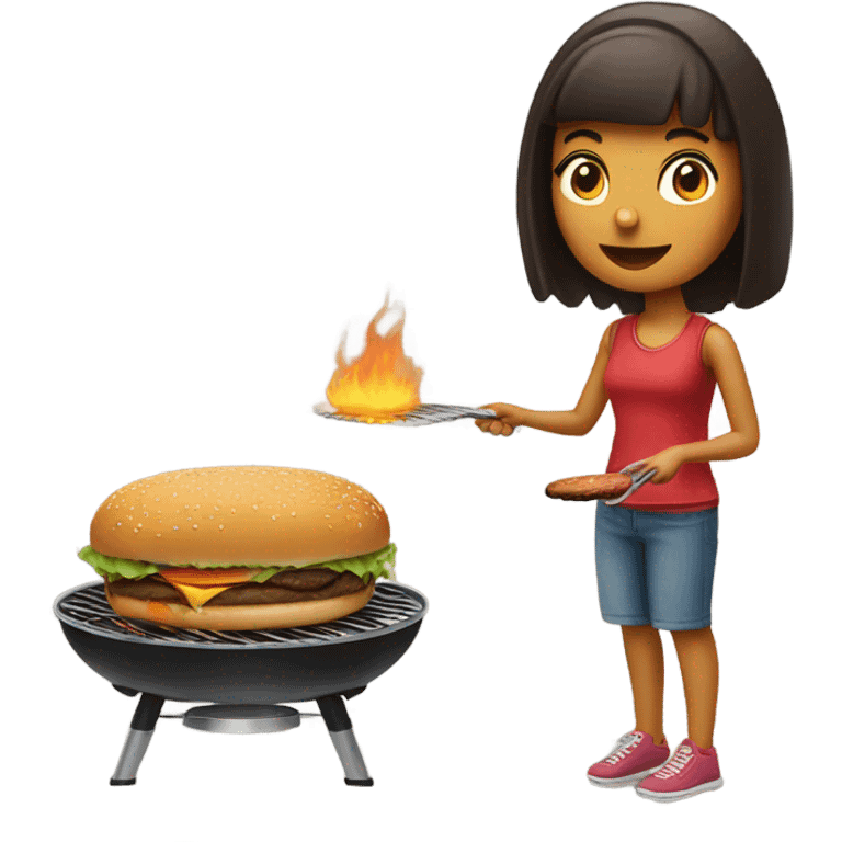 Girl grilling a burger  emoji