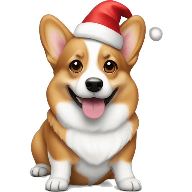 Corgi with a Santa hat  emoji