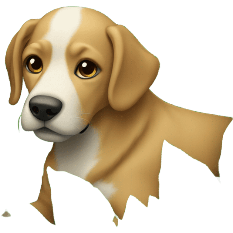 realistic dog among plants emoji