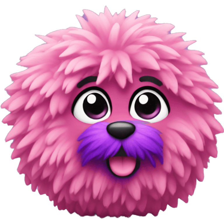 pink and purple pom emoji laying on the ground, no humans emoji