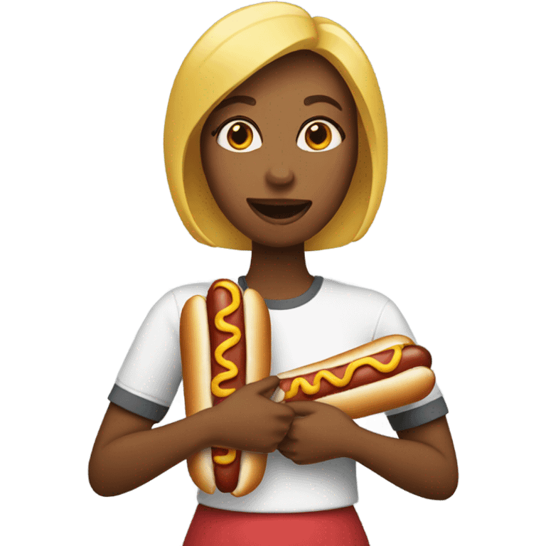 Women with hotdog emoji