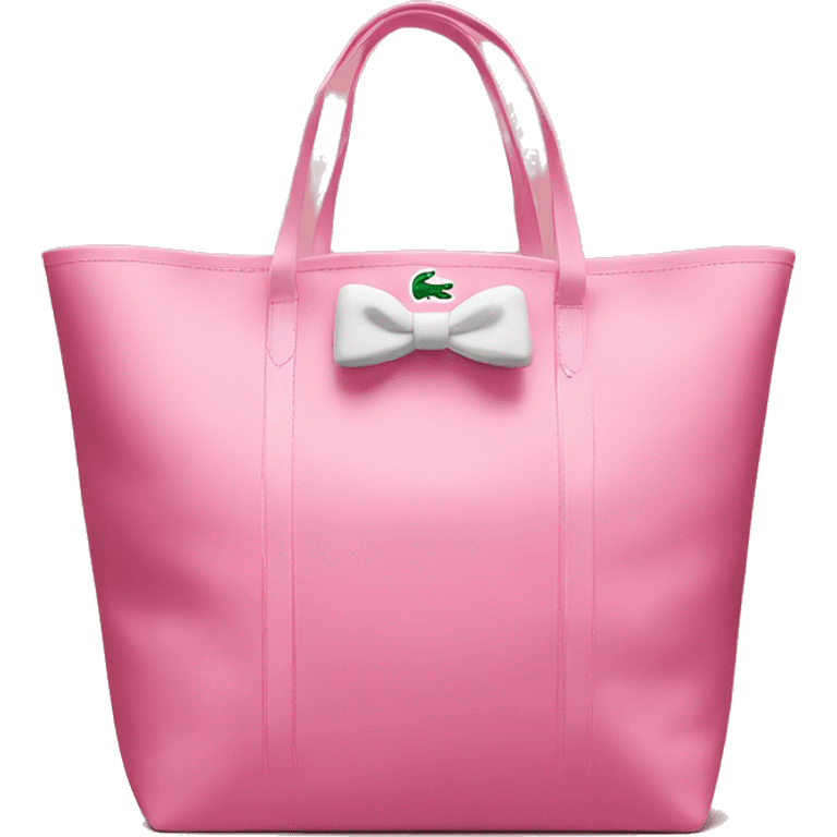 pink lacoste tote bag with bow on right side  emoji