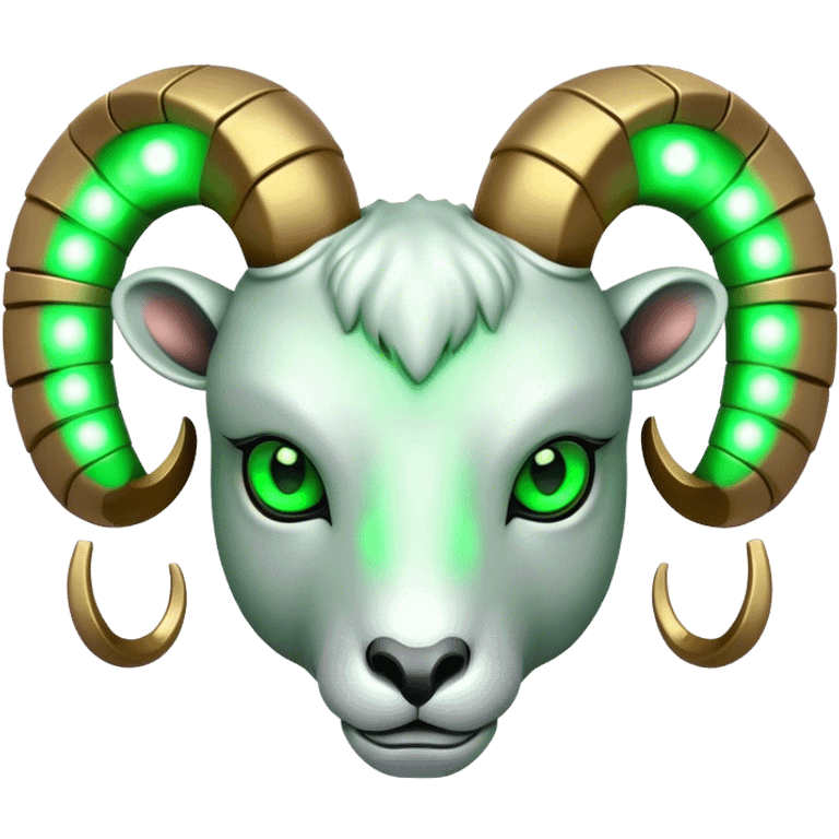 Futuristic Ram(Goat) head green glowing eyes emoji