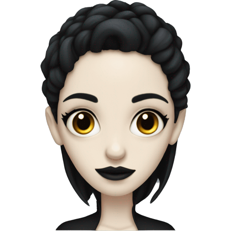 goth woman, has very pale skin, black hair emoji