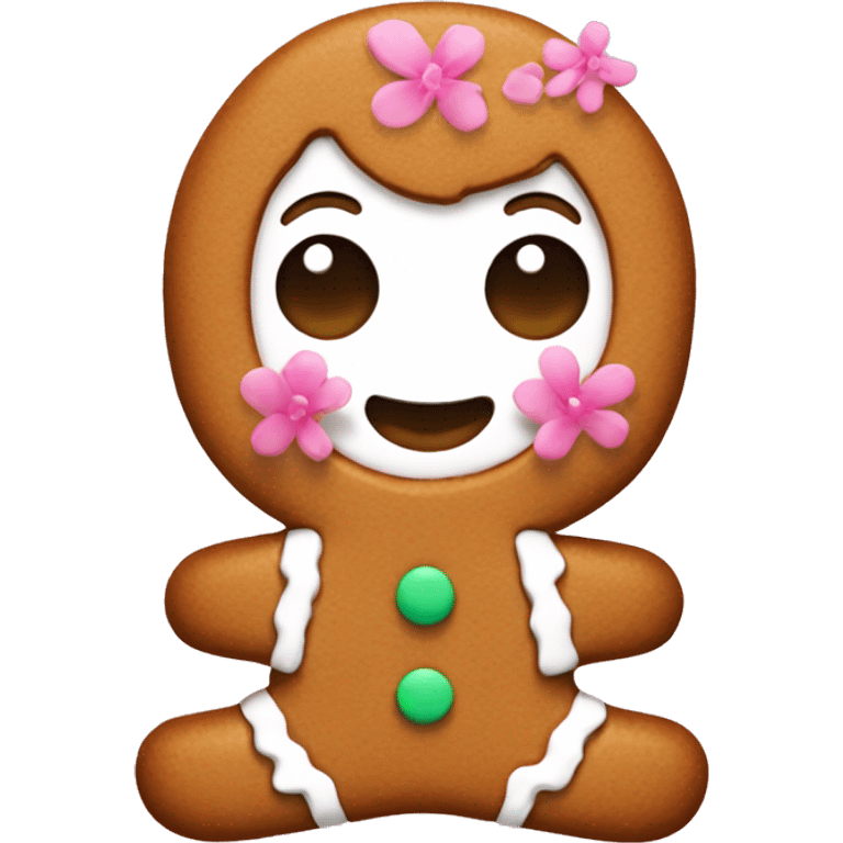 Gingerbread with pink flower emoji