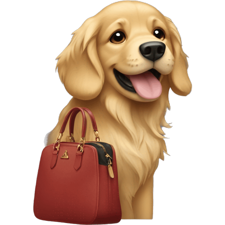 Golden retriever holding prada bag  emoji