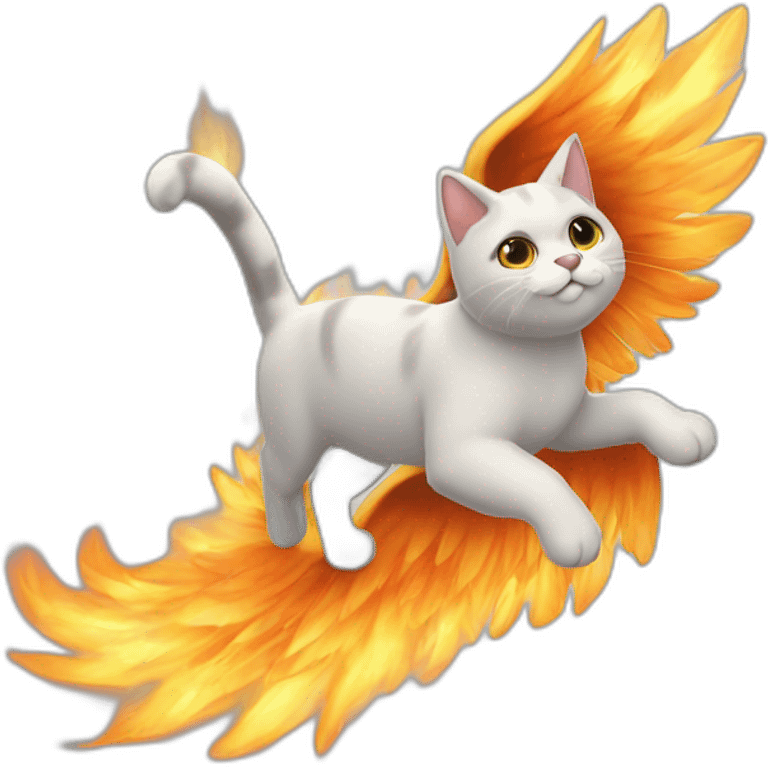 Gato con alas en un cielo de fuego emoji