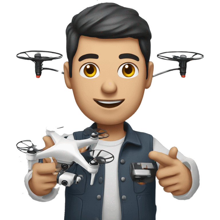  man holding a drone control panel in his hands emoji