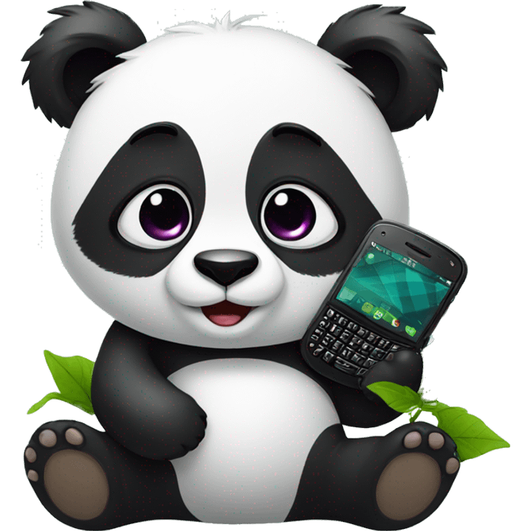 cute panda with Blackberry emoji