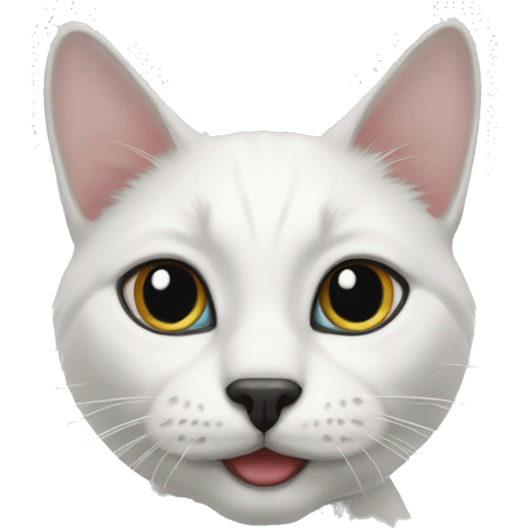 White cat with black nose kornish rex  emoji