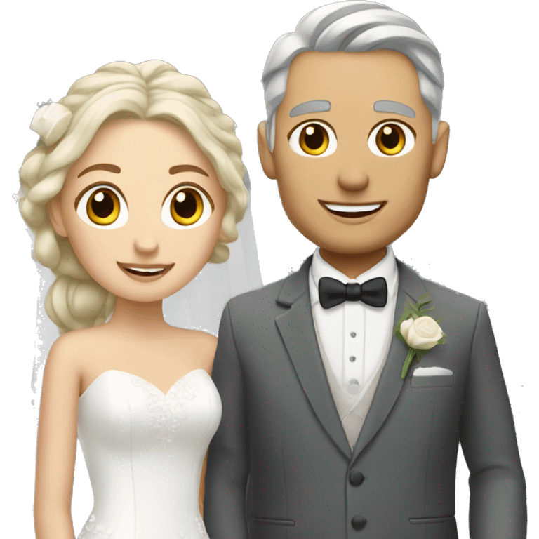 blonde bride and groom with gray hair emoji