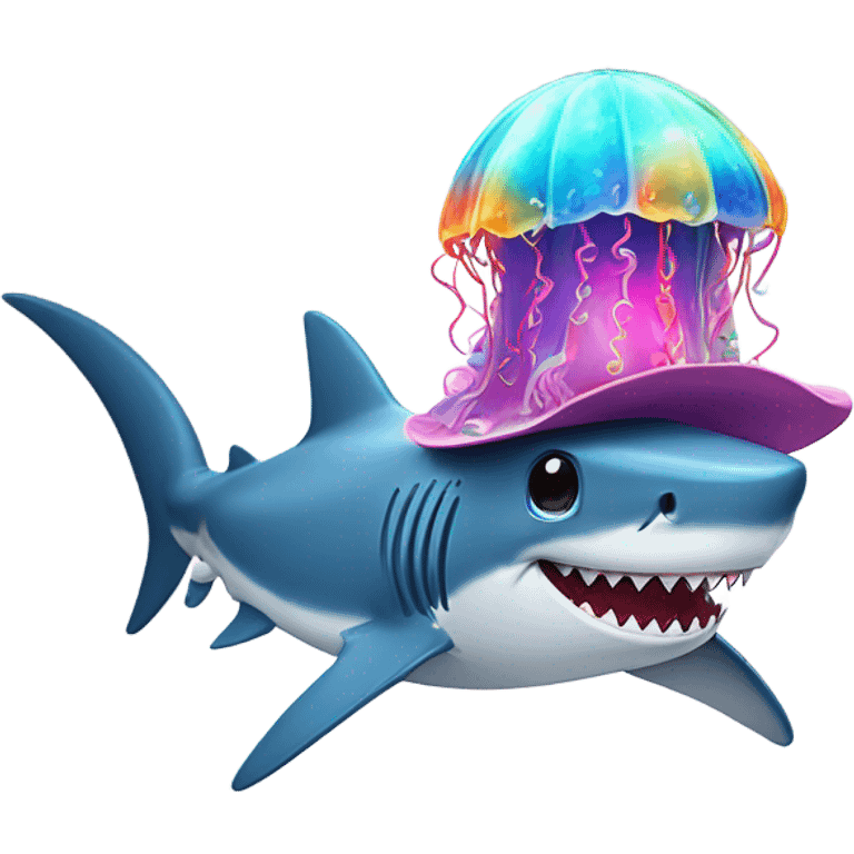 Shark with a jellyfish hat emoji