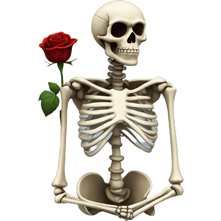 Skeleton with black rose seriously judging  emoji