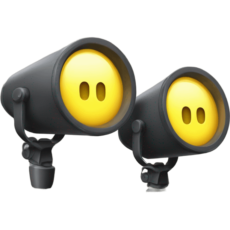 two spotlights pointing up, glowing with a  yellow light emoji