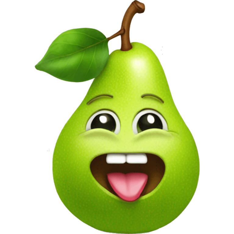 Green Cute pear with tongue emoji