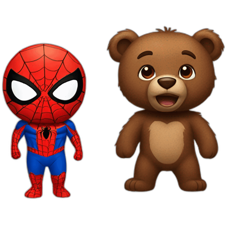 a brown bear with spider man emoji