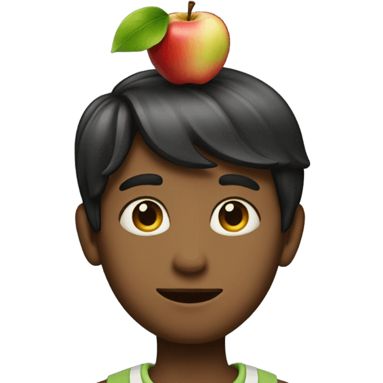 handsome boy with apple on his head emoji