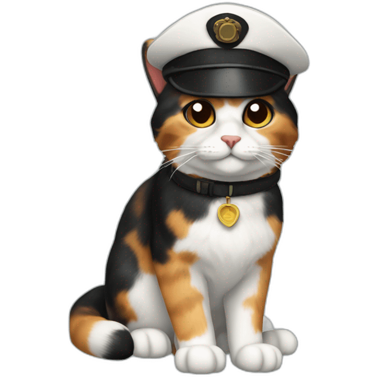 calico cat dark fur with pilot hat emoji