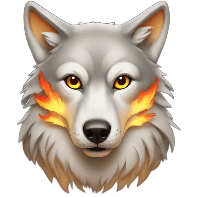 Wolf with fire eyes emoji