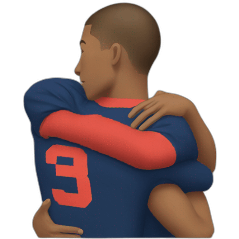 Mbappe hugging Mbappe emoji