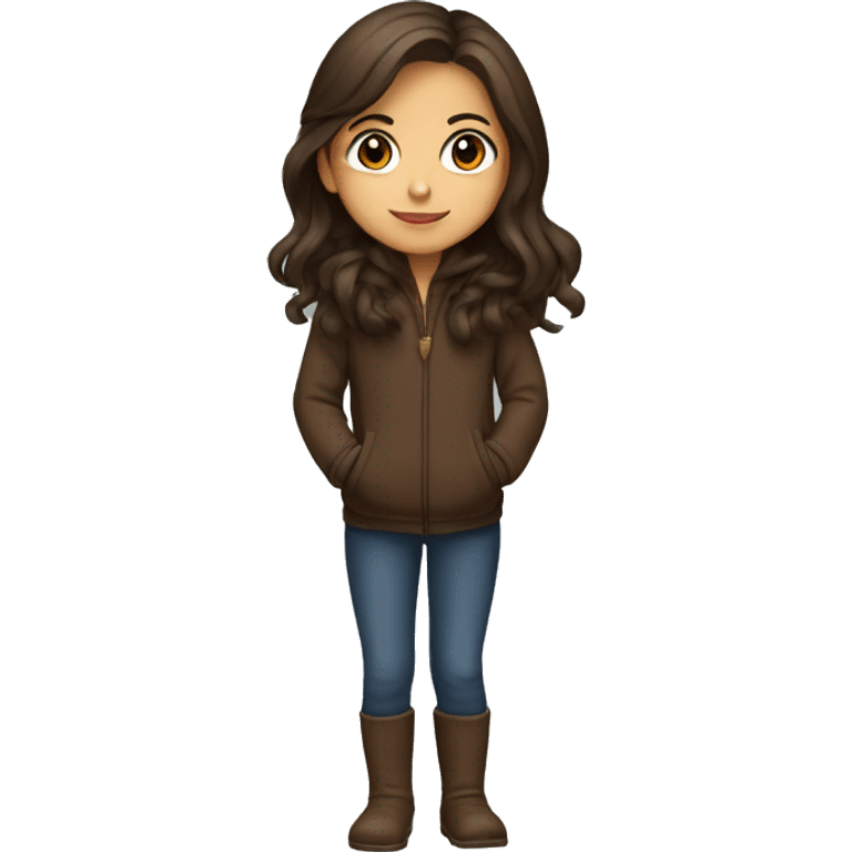 winter, christmas, hispanic, long brown hair, girl, brown eyes, child, full body emoji