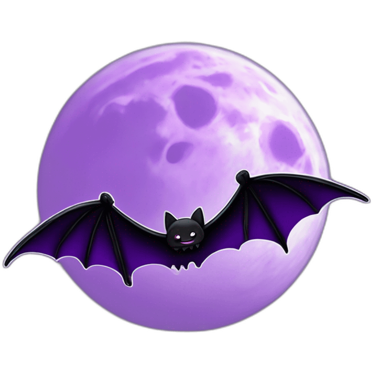 purple black vampire bat wings flying in front of large dripping crescent moon emoji