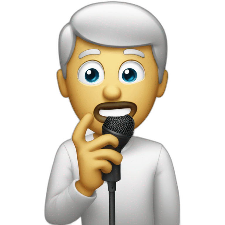 a man saying hello and holding a microphone emoji