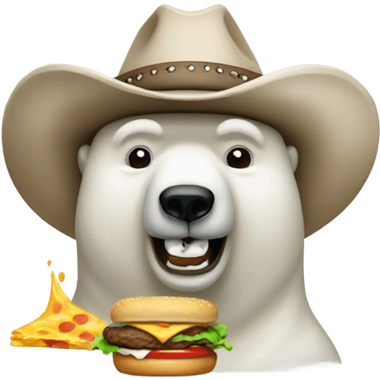 Polar bear wearing a cowboy hat and grilling cheeseburgers emoji