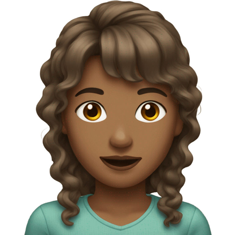 brown haired girl with bangs wavy hair emoji