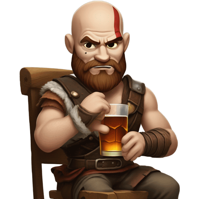 kratos drinking whiskey while smoking a cigar emoji