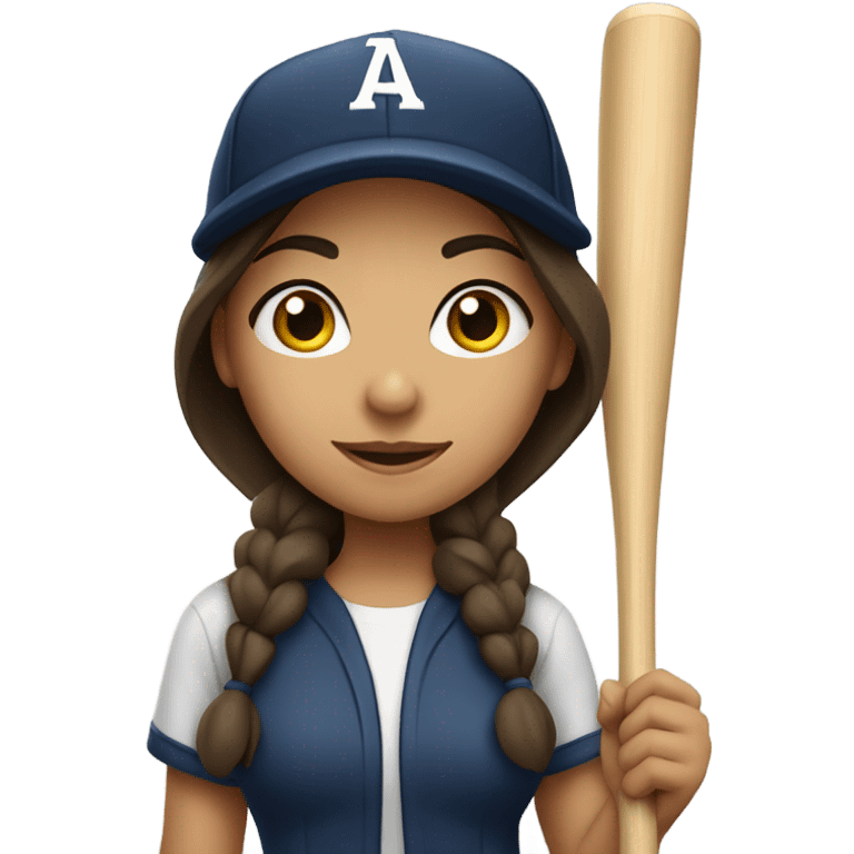 Brunette girl with baseball bat and cap emoji