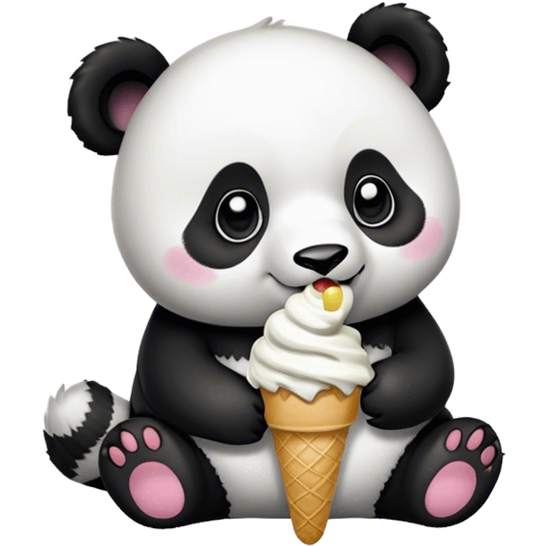 Panda eating ice cream emoji